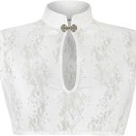 Blouse dentelle Stockerpoint Carole femme col montant crème-0