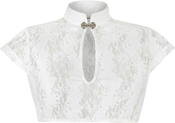 Blouse dentelle Stockerpoint Carole femme col montant crème-0