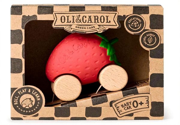 Voiture jouet bébé Oli Carol caoutchouc naturel bois FSC