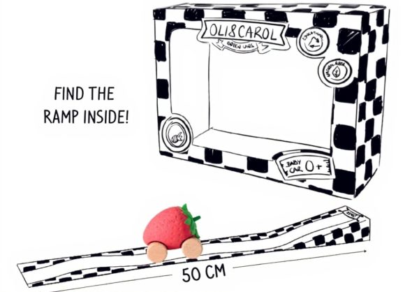 Voiture jouet bébé Oli Carol caoutchouc naturel bois FSC