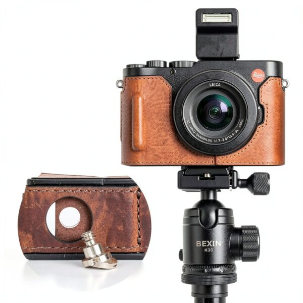 Étui cuir Leica D-LUX 8 protection vis trépied poignée-6