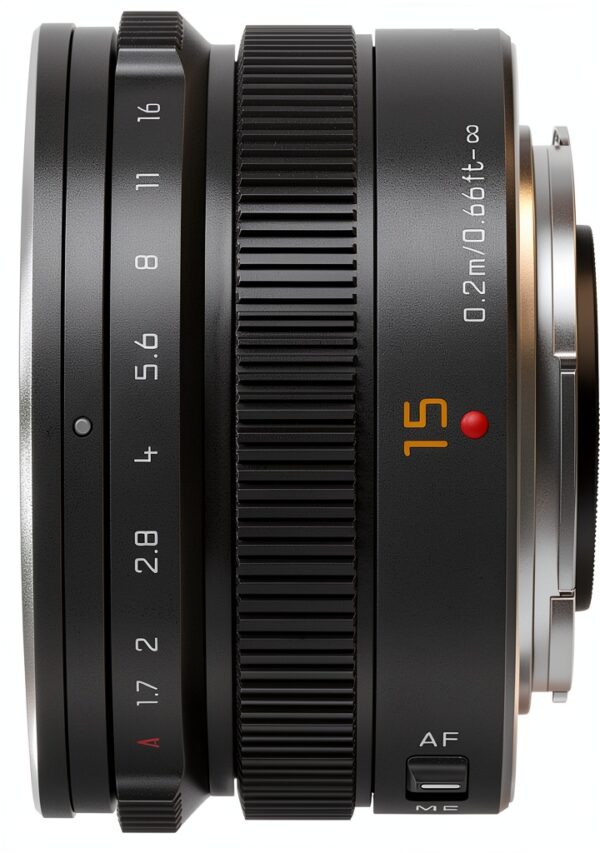 Objectif Panasonic 15mm f/1.7 noir compact pour Lumix G-2