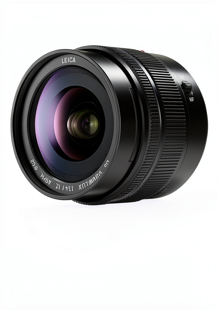 Objectif Panasonic LEICA 12mm F1.4 monté sur un appareil hybride